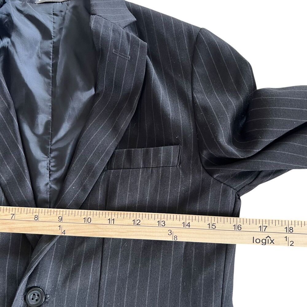 Dockers Boys Blazer Sport Jacket Size 12 Black 2 Button Coat Pinstripe Formal - Picture 8 of 11